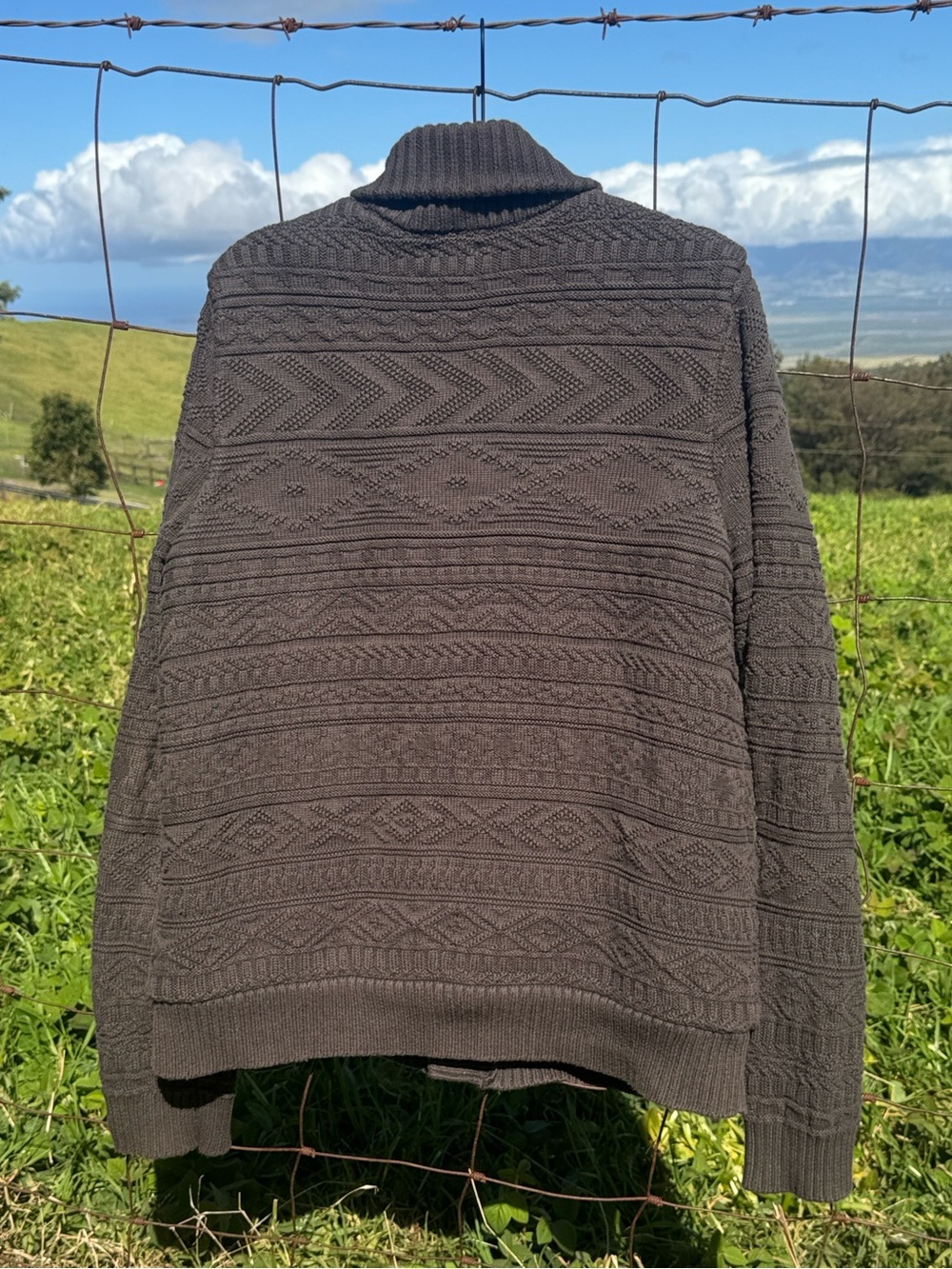 Lucky brand Men’s Sherpa Shawl Grandpa Cardigan sweater Brown large - Picture 6 of 7